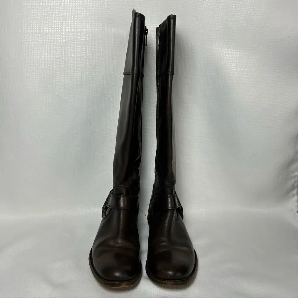 FRYE Melissa Brown Leather Zip Knee High Riding Boots Womens Sz 7 B Style 76929 - Picture 1 of 13